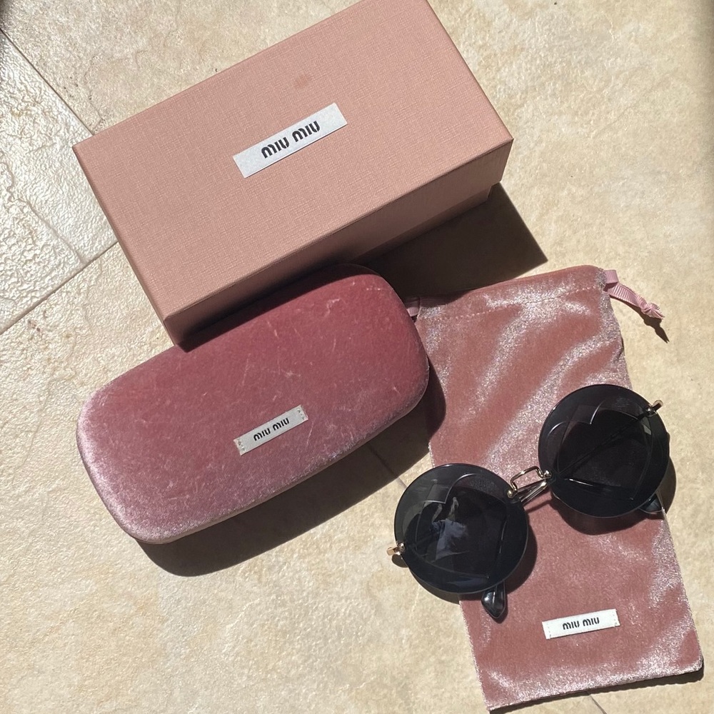 Miu Miu Round Heart Layered Sunglasses Black